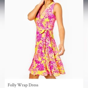 NWOT Women’s Lily Pulitzer Wrap Dress Size L Pink/Yellow Pattern